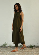 Earthy Green Halter Dress